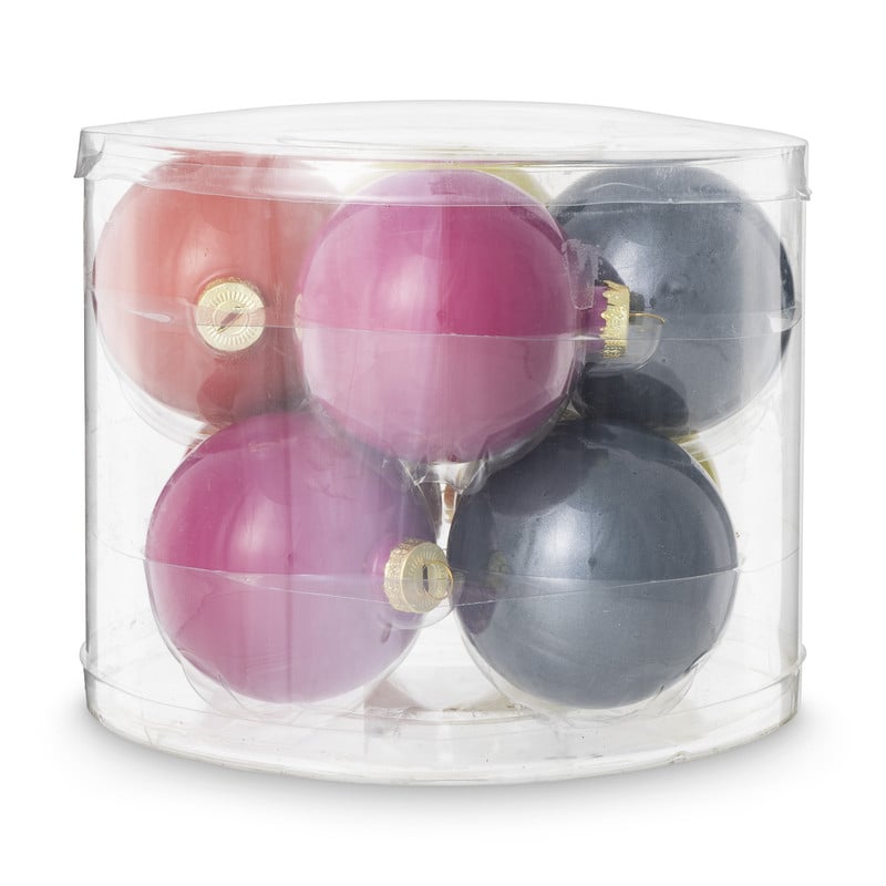 Box met kerstballen - multikleur - ø7 cm - set van 8